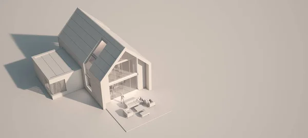 Representación Una Casa Moderna Tonos Blancos — Foto de Stock