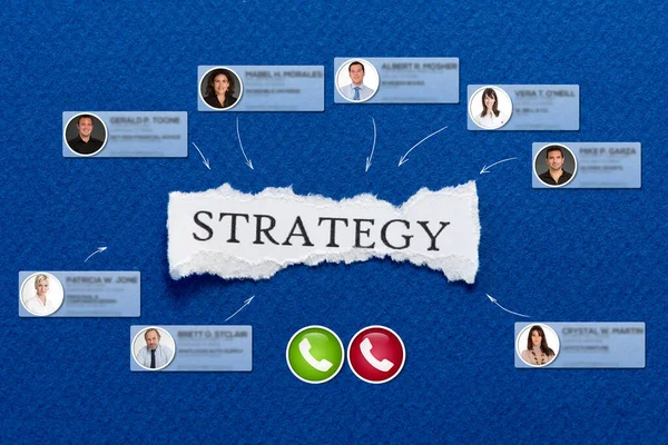 Video Conference Taking Place Blue Background Message Strategy — Stock Photo, Image