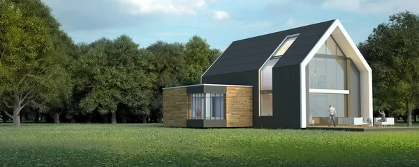 Weergave Van Een Licht Modern Huis Een Natuurlijk Landschap — Stockfoto