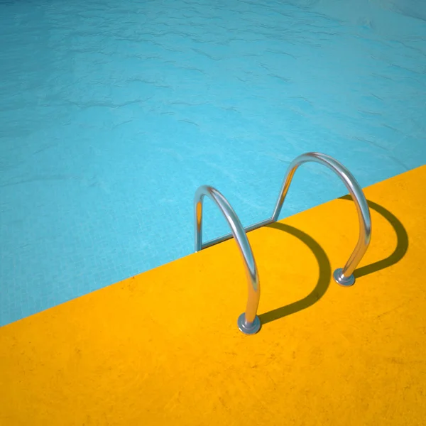 青と黄色の古典的なプールの3Dレンダリング — ストック写真