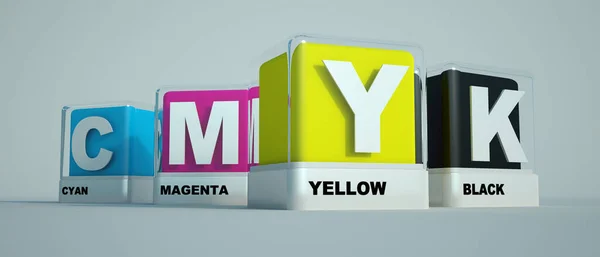 Rendering Printing Colors Cyan Magenta Yellow Black — Stock Photo, Image