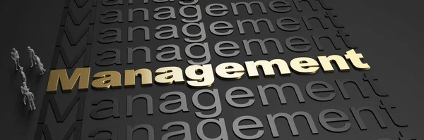 Rendering Word Management Golden Letters Black Background Business People — Stock Photo, Image