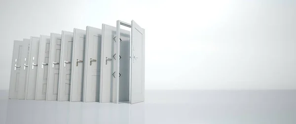 Візуалізація Колекції Білих Дверей Різних Стилях — стокове фото