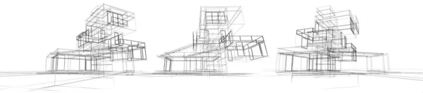 異なる独立したレベルで構築された近代的な住宅プロジェクトの3Dレンダリング — ストック写真