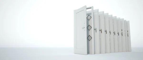 Визуализация Коллекции Белых Дверей Различных Стилях — стоковое фото