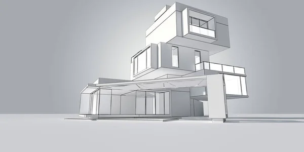 Rendu Projet Maison Moderne Construit Différents Niveaux Indépendants — Photo