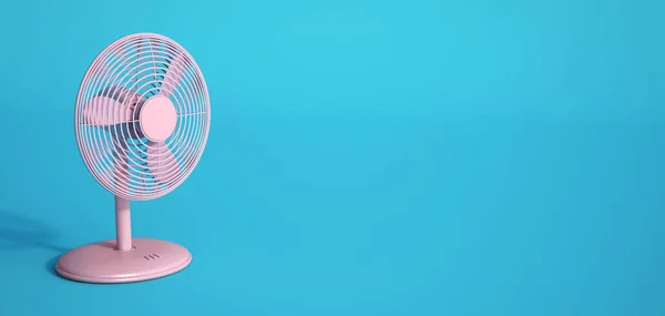 Renderização Ventilador Elétrico Rosa Fundo Azul — Fotografia de Stock