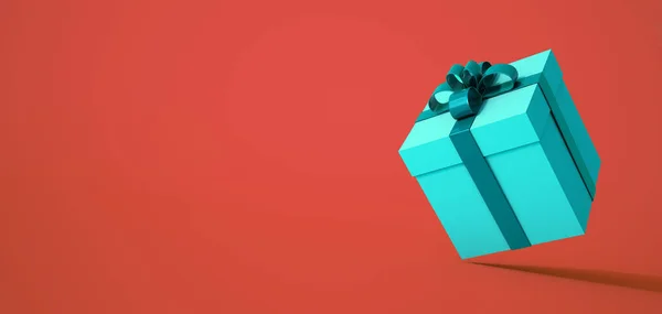 Rendering Einer Geschenkbox Rot Und Türkis — Stockfoto