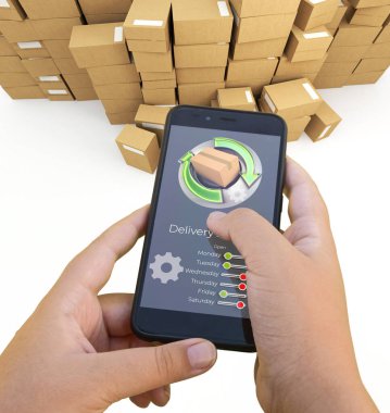 Arkaplanda akıllı telefon dağıtım uygulaması izleme paketlerinin 3B görüntülenmesi