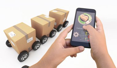 Arkaplanda akıllı telefon dağıtım uygulaması izleme paketlerinin 3B görüntülenmesi