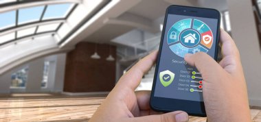 Bir akıllı telefon uygulaması tarafından kontrol edilen bir çatı katının 3 boyutlu görüntülenmesi