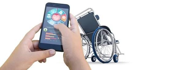 Rendering Healthcare App Wheelchair — Stock Photo, Image