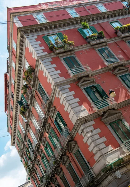 Terracota Fachada Napolitana Vermelha — Fotografia de Stock