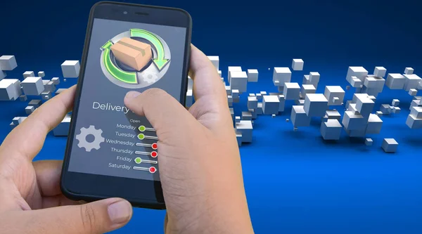 Rendering Smartphone Delivery Tracking App Abstract Background — Stock Photo, Image