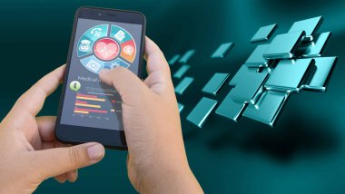 Soyut bir geçmişe sahip bir sağlık uygulamasının 3 boyutlu canlandırması