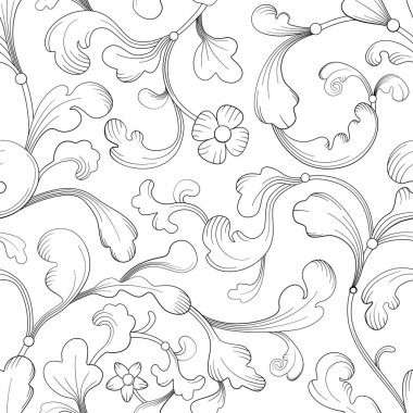 yaprak ve çiçek ile kesintisiz çizgi deseni