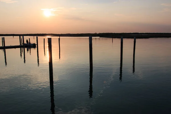 Lagune Von Bibione Bei Sonnenuntergang — Stockfoto