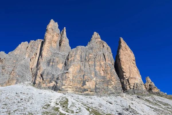 Vista Panorâmica Três Picos Lavaredo Parede Sul Dolomitas — Fotografia de Stock