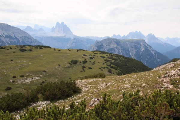 Panorama Dolomites Mount Türlerden Lavaredo Arka Plan Doruklarına — Stok fotoğraf
