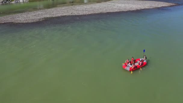 Aerial View Flying Mountain Katun River Rafting Trip Altai Siberia — Stock Video