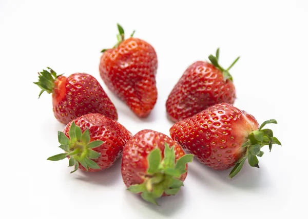 Fresa Fresca Madura Sobre Fondo Blanco Frutas Cerca — Foto de Stock