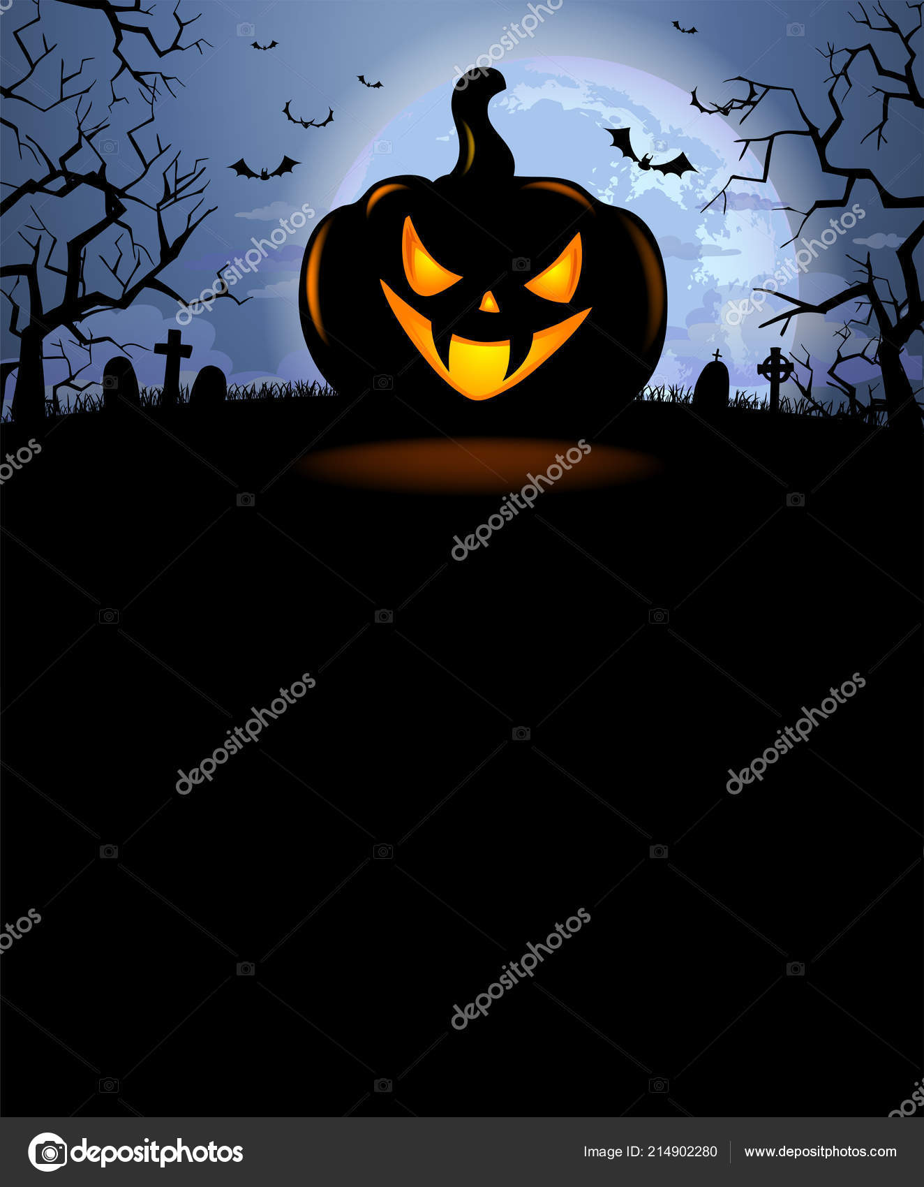 Halloween Background With Scary Pumpkin Stock Vector