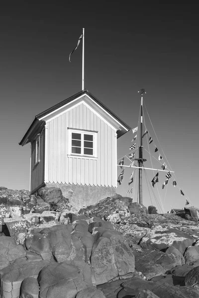 Svartvit Bild Den Berömda Lilla Hyddan Torekov Den Svenska Kusten — Stockfoto