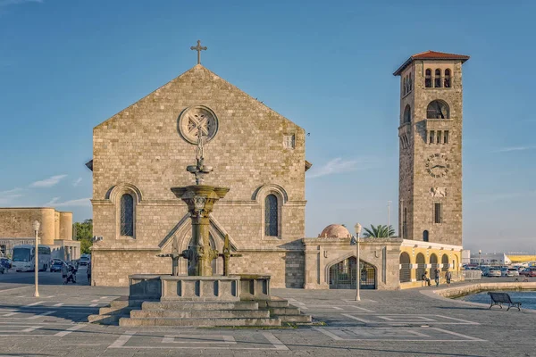 Chiesa Evangelismos Annunciazione Trova Vicino Porto Mandraki Rhodos — Foto Stock