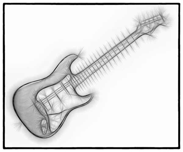 Una Imagen Fractal Abstracta Blanco Negro Una Guitarra Eléctrica Clásica — Foto de Stock