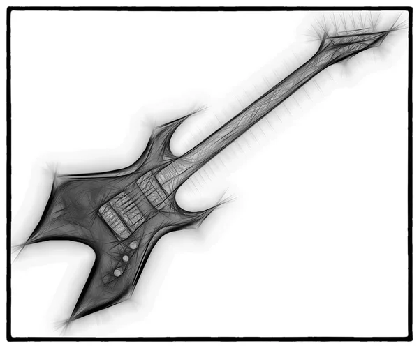 Uma Imagem Abstrato Fractal Preto Branco Uma Guitarra Elétrica Clássica — Fotografia de Stock