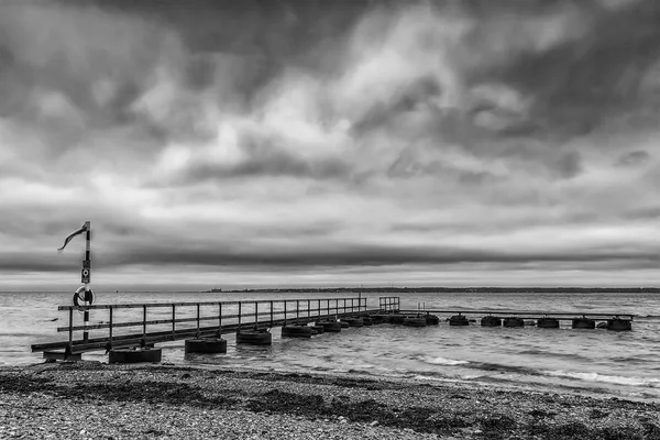 Staré Molo Pláži Larod Mimo Helsingborg Výhledem Oresund Směrem Dánsko — Stock fotografie