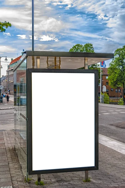 Una Imagen Una Parada Autobús Con Una Pizarra Blanco Para — Foto de Stock