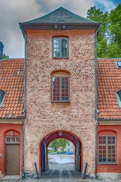 Een Afbeelding Van Halmstad Kasteel Rivieroever Gelegen Regio Halland Van — Stockfoto