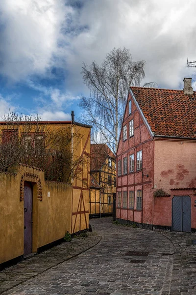 Helsingor wąskiej ulicy sceny — Zdjęcie stockowe