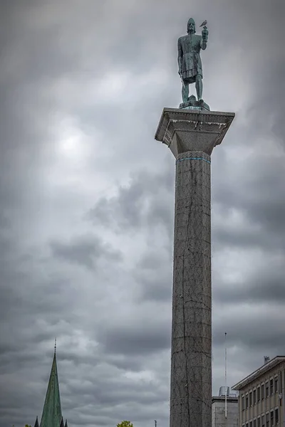 Statua di Trondheim Re Olav — Foto Stock