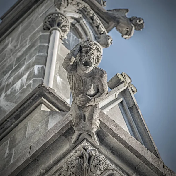 Cathédrale de Trondheim Nidaros Gargoyle Homme dévasté — Photo