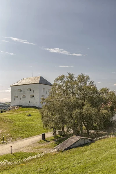 Forteresse de Trondheim Kristiansten derrière les arbres — Photo