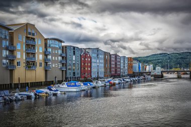 Trondheim Nehri Nidelva Dockside Depo Evleri