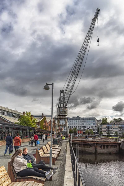 Trondheim Solsiden część wypoczynkowa — Zdjęcie stockowe