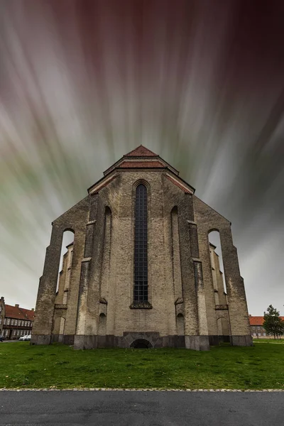 Copenhague Grundtvigs Iglesia Sunburst Aurora Efecto —  Fotos de Stock