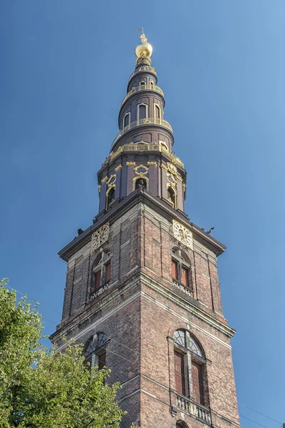 Kopenhagener Kirche unseres Erlösers Kirchturm — Stockfoto