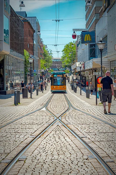 Norrkoping Sweden Czerwiec 2020 Sieć Tramwajowa Norrkoping Jest Systemem Tramwajów — Zdjęcie stockowe