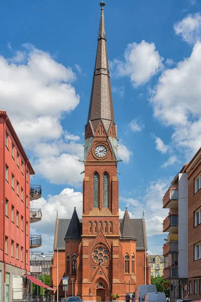 Die Gustav Adolf Kirche Dominiert Den Gleichnamigen Platz Süden Von — Stockfoto