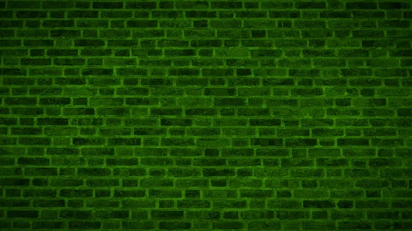 Panorámás Kilátás Egy Öreg Zöld Téglafal Textúra Matricával — Stock Fotó