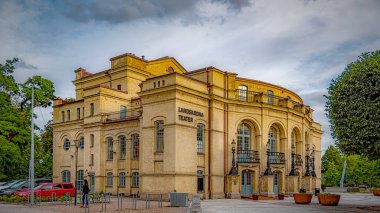 LANDSKRONA, SWEDEN - 25 Ağustos 2020: Landskrona Tiyatrosu Landskrona 'da 1901 sonbaharında açılan merkez tiyatro binasıdır..