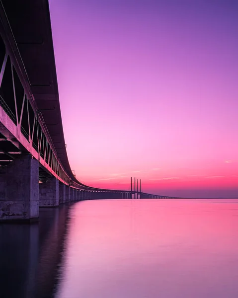 Malmo Sweden September Oresunds Bridge Connects Sweden Denmark Sunset — Stock Photo, Image