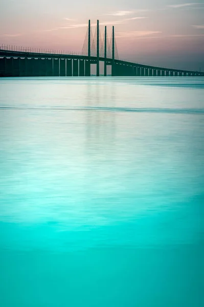 Malmo Sweden Сентября Мост Oresunds Соединяющий Швецию Данией Закате — стоковое фото
