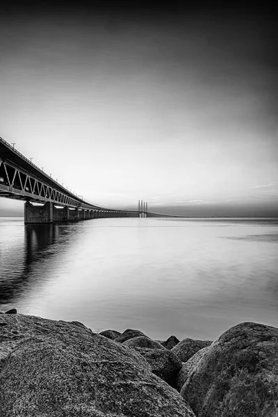 Malmo Suécia Setembro Ponte Que Liga Suécia Dinamarca Pôr Sol — Fotografia de Stock