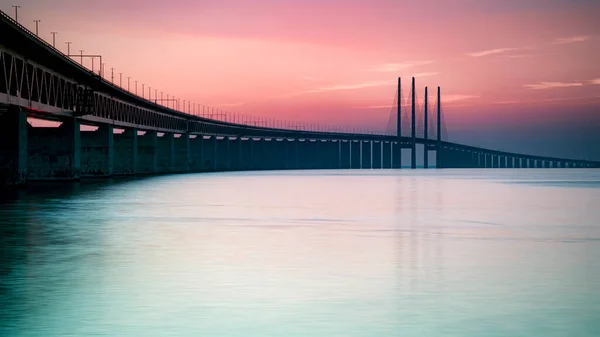 Malmo Sweden Σεπτεμβριου Γέφυρα Που Ενώνει Σουηδία Δανία Ηλιοβασίλεμα — Φωτογραφία Αρχείου