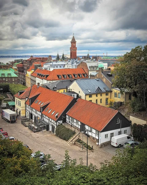 Helsingborg Sweden 2020年10月6日 異なる建築の詳細とスタイルのいくつかを示す都市の高架ビュー — ストック写真